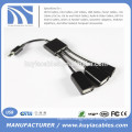 NEW Dual Micro USB OTG Hub Host Adapter Cable for Samsung and Other Andriod phone